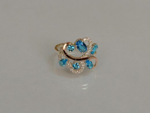 Серебряное кольцо с золотыми вставками 151к 15