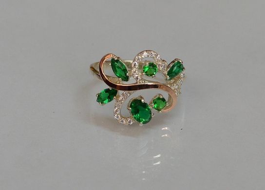 Серебряное кольцо с золотыми вставками 151к 15