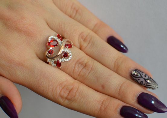 Серебряное кольцо с золотыми вставками 151к 15