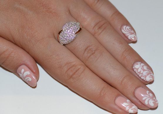 Серебряное кольцо с напайками из золота 068к 15