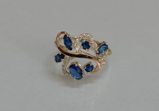 Серебряное кольцо с золотыми вставками 151к 15