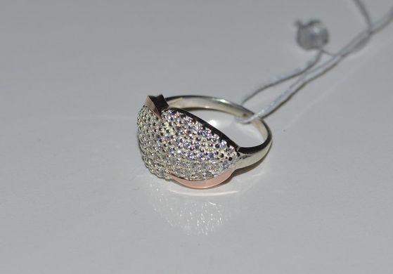 Серебряное кольцо с напайками из золота 068к 15