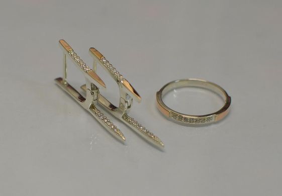 Серебряный набор украшений с золотыми напайками 126 22