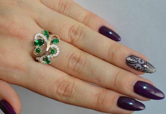 Серебряное кольцо с золотыми вставками 151к 15