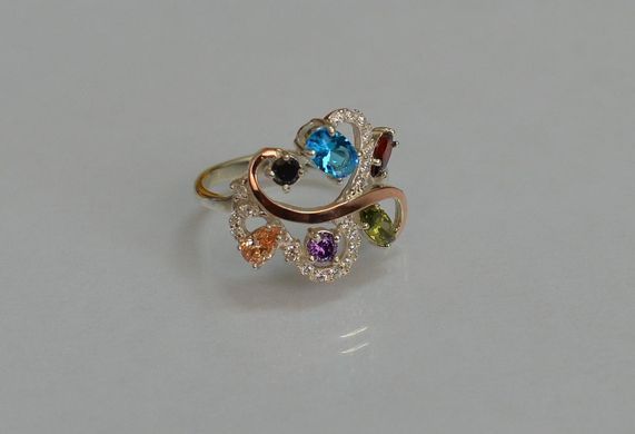 Серебряное кольцо с золотыми вставками 151к 15