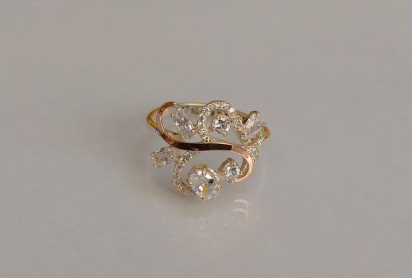 Серебряное кольцо с золотыми вставками 151к 15