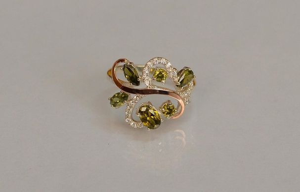 Серебряное кольцо с золотыми вставками 151к 15