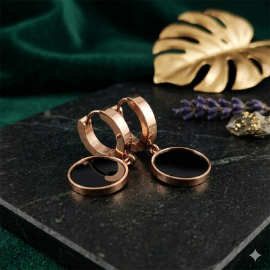 Серьги подвески STAINLESS STEEL медицинская сталь позолота А/В 10-0660