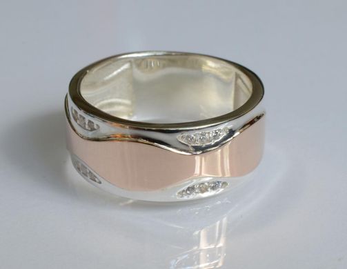 Обручальное кольцо из серебра с золотом Обр36 15