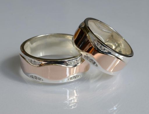 Обручальное кольцо из серебра с золотом Обр36 23