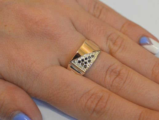Серебряная печатка с накладками из золота Мп12 18