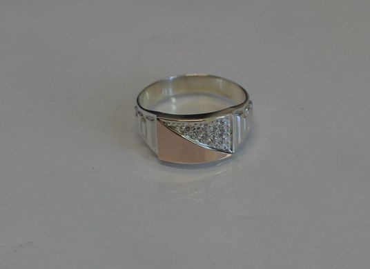 Серебряная печатка с накладками из золота Мп12 18