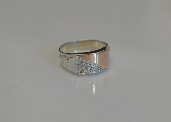 Серебряная печатка с накладками из золота Мп12 18