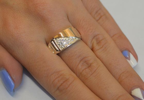 Серебряная печатка с накладками из золота Мп12 18