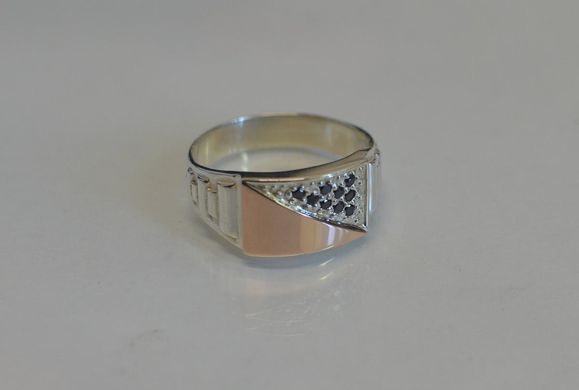 Серебряная печатка с накладками из золота Мп12 18