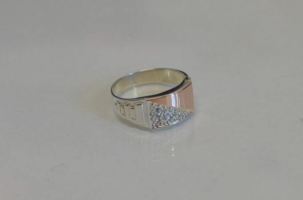 Серебряная печатка с накладками из золота Мп12 18