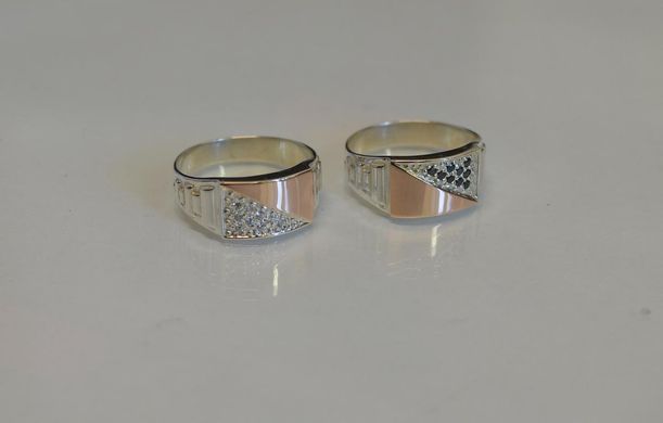 Серебряная печатка с накладками из золота Мп12 18
