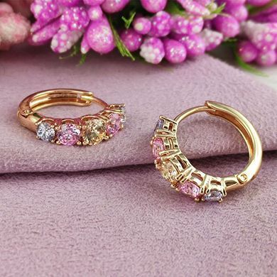 Серьги кольца Xuping цветные медицинское золото позолота 18К А/В 1-4291