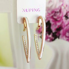 Серьги Xuping медицинское с белой эмалью золото позолота 18К А/В 1-4250