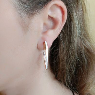 Сережки Xuping з білою емаллю медичне золото позолота 18К А/В 1-4250