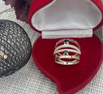 Серебряное кольцо с пластинами золота 224к 15