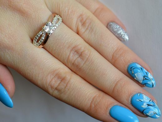 Серебряное кольцо с золотыми вставками 136к 15