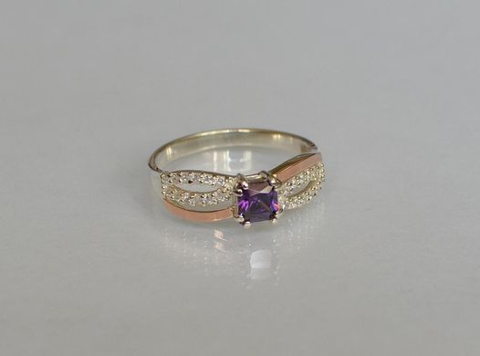 Серебряное кольцо с золотыми вставками 136к 15