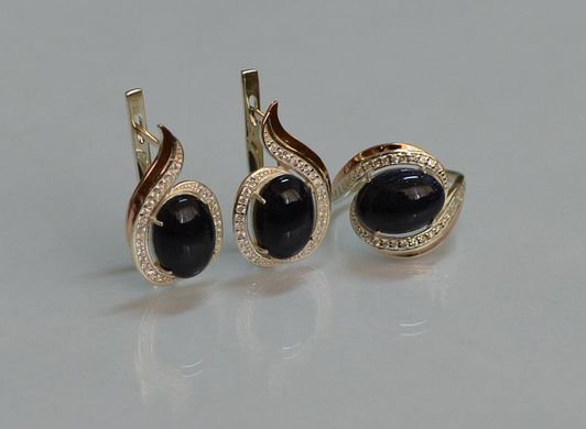 Серебряный комплект с золотыми вставками 148 15