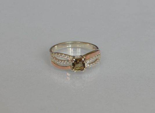 Серебряное кольцо с золотыми вставками 136к 15