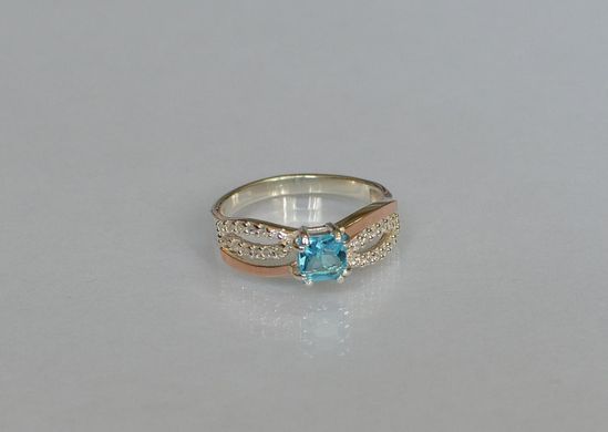 Серебряное кольцо с золотыми вставками 136к 15