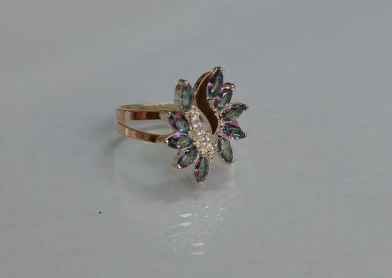 Серебряное кольцо с золотыми вставками 170к 15