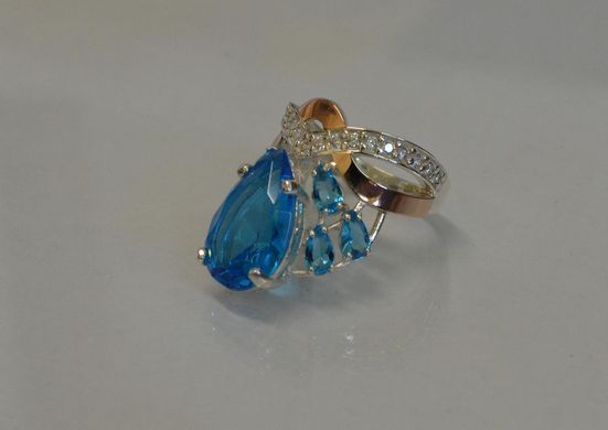 Кольцо из серебра с пластинами золота Корона 099к 15