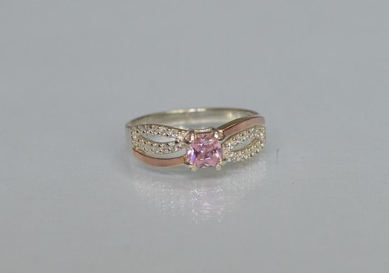 Серебряное кольцо с золотыми вставками 136к 15