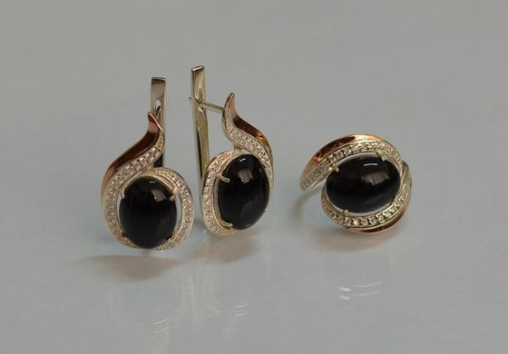 Серебряный комплект с золотыми вставками 148 15