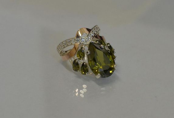 Кольцо из серебра с пластинами золота Корона 099к 15