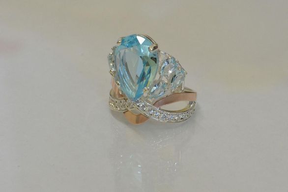 Кольцо из серебра с пластинами золота Корона 099к 15