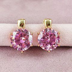 Серьги Xuping розовые медицинское золото позолота 18К английский замок А/В 1-4230