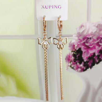 Серьги подвески Xuping Бабочки медицинское золото позолота 18К А/В 1-4293