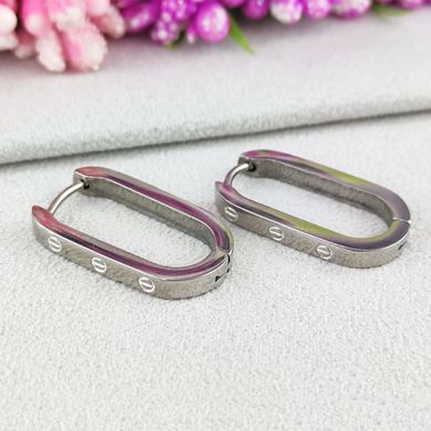 Сережки STAINLESS STEEL медична сталь родій А/В 10-0645