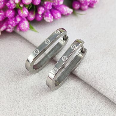 Сережки STAINLESS STEEL медична сталь родій А/В 10-0645