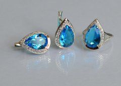 Серебряный набор с золотыми пластинами 038-2 22