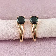 Серьги Xuping Ники черные медицинское золото позолота 18К английский замок А/В 1-2865