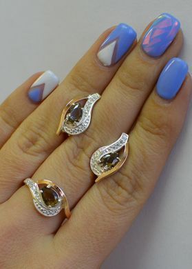 Гарнітур із срібла з золотими пластинами 078 15 078 фото Гарнітур із срібла з золотими пластинами 078 15