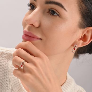 Срібна каблучка з золотими вставками "МOM" 316к 15