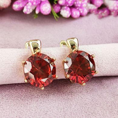 Серьги Xuping красные медицинское золото позолота 18К английский замок А/В 1-4232