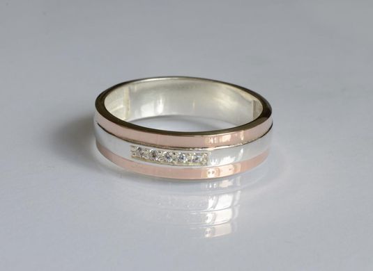 Обручальное кольцо из серебра с золотом Обр46 15