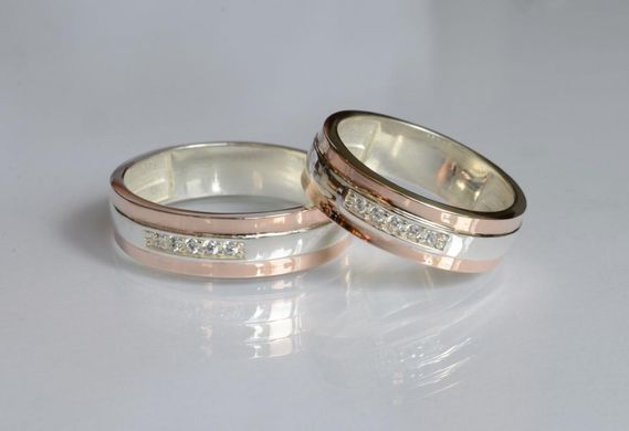 Обручальное кольцо из серебра с золотом Обр46 23