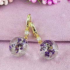 Серьги из эпоксидной смолы позолота 14К (ЛИМОН) S-0046