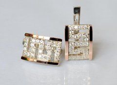 Серебряные серьги с накладками из золота 020с