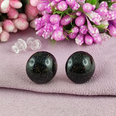 Серьги гвоздики из эпоксидной смолы позолота 14К (ЛИМОН) S-0062